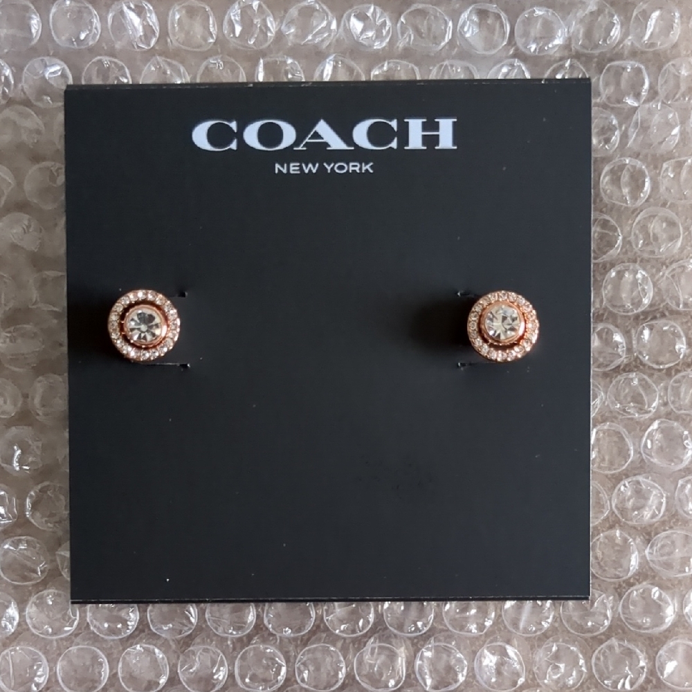 Coach Gold Stud Earrings Circular Design *NEW*